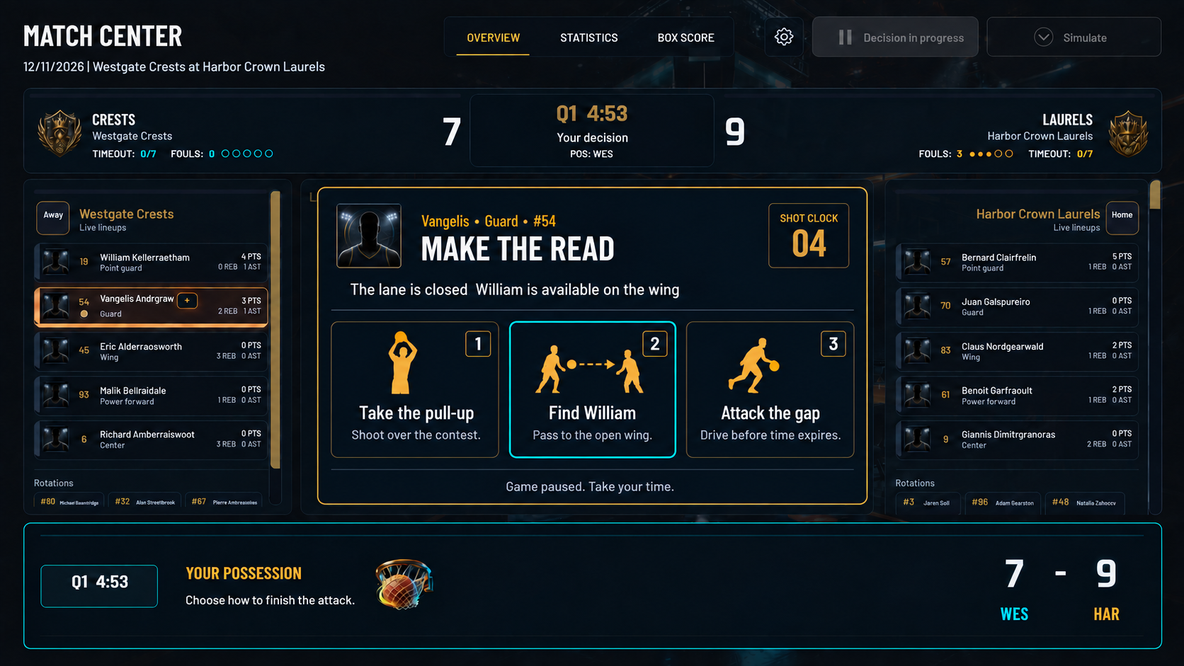 Approved possession decision implementation mockup